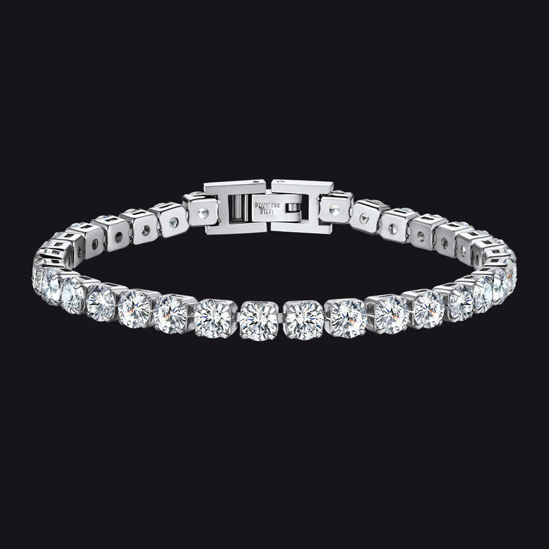 Cz Diamond Cut Tennis Chain Bracelet for , 3/5mm Width