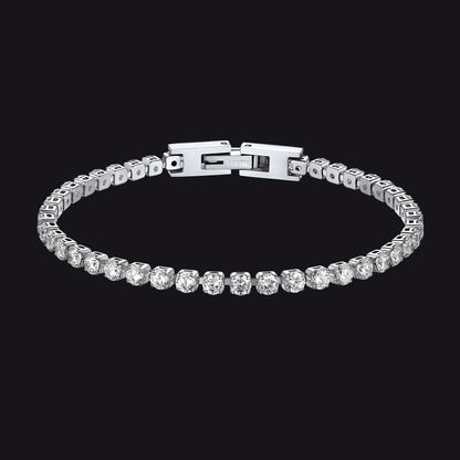 Cz Diamond Cut Tennis Chain Bracelet for , 3/5mm Width