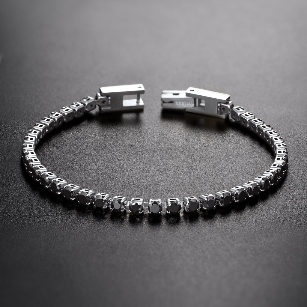 Cz Black Diamond Cut Tennis Chain Bracelet for , 3/5mm Width
