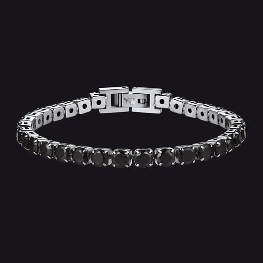 Cz Black Diamond Cut Tennis Chain Bracelet for , 3/5mm Width