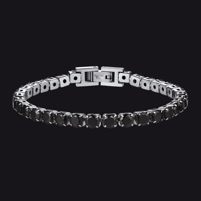 Cz Black Diamond Cut Tennis Chain Bracelet for , 3/5mm Width