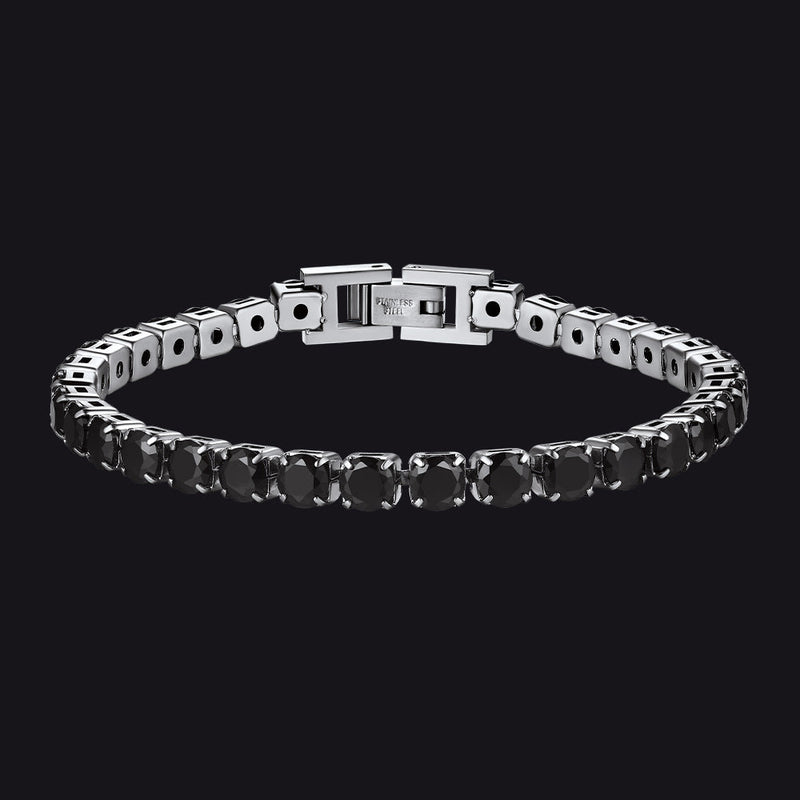 Cz Black Diamond Cut Tennis Chain Bracelet for , 3/5mm Width
