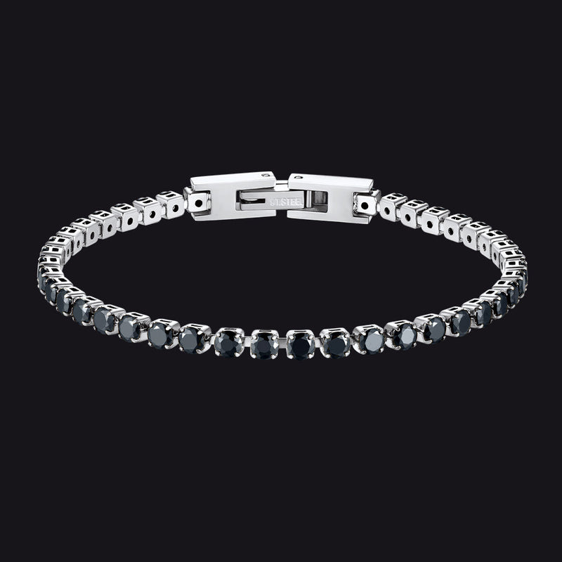 Cz Black Diamond Cut Tennis Chain Bracelet for , 3/5mm Width