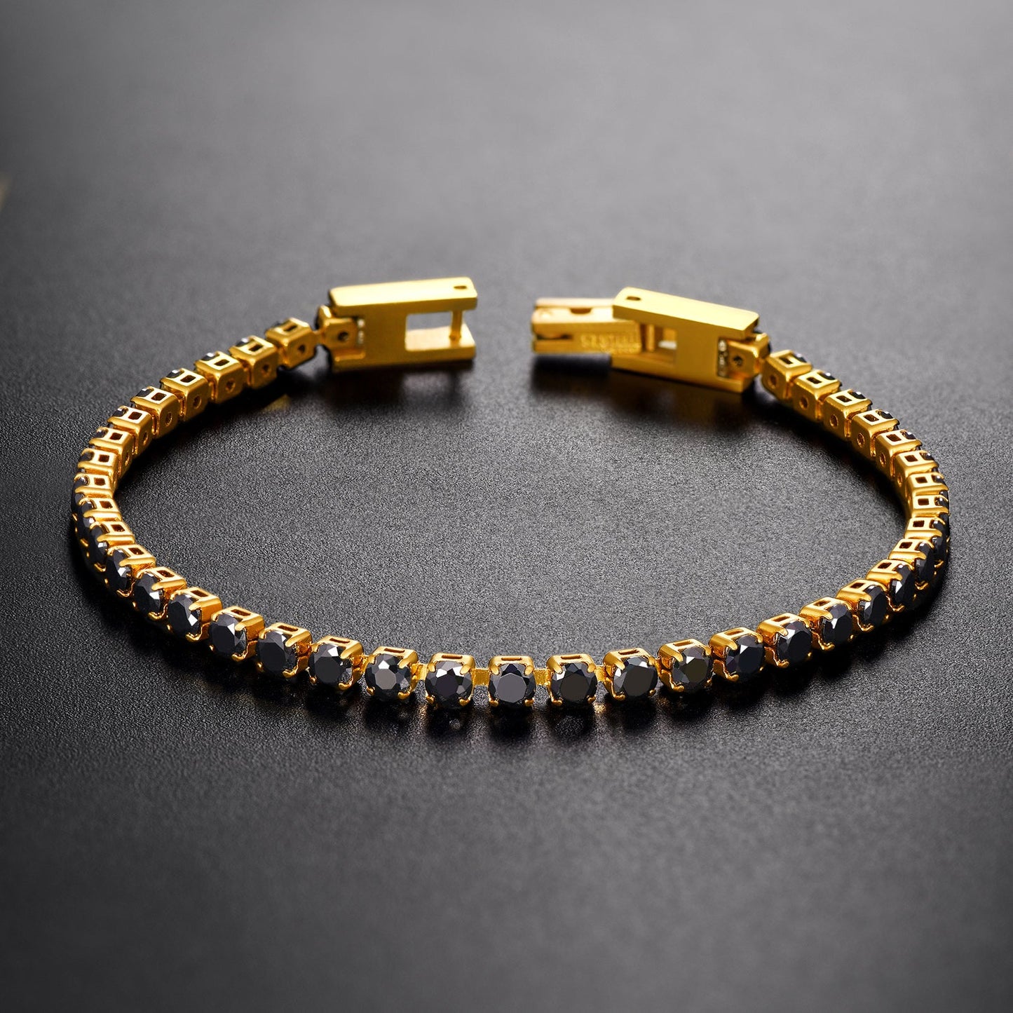 Cz Black Diamond Cut Tennis Chain Bracelet for , 3/5mm Width