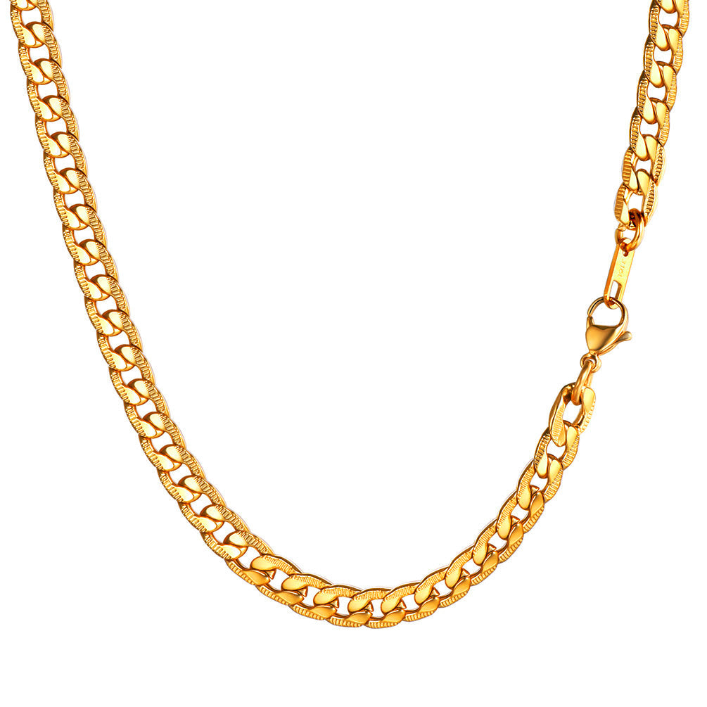 7mm Width Curban Chain Necklace for