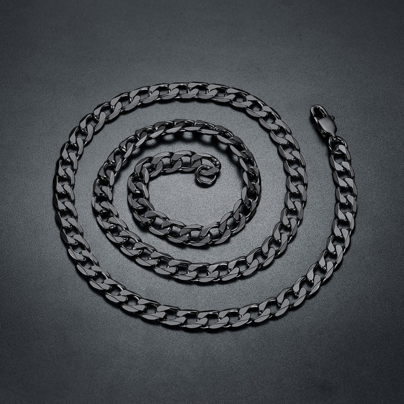 Cuban Curb Chain & Skull Layered Necklaces Set for