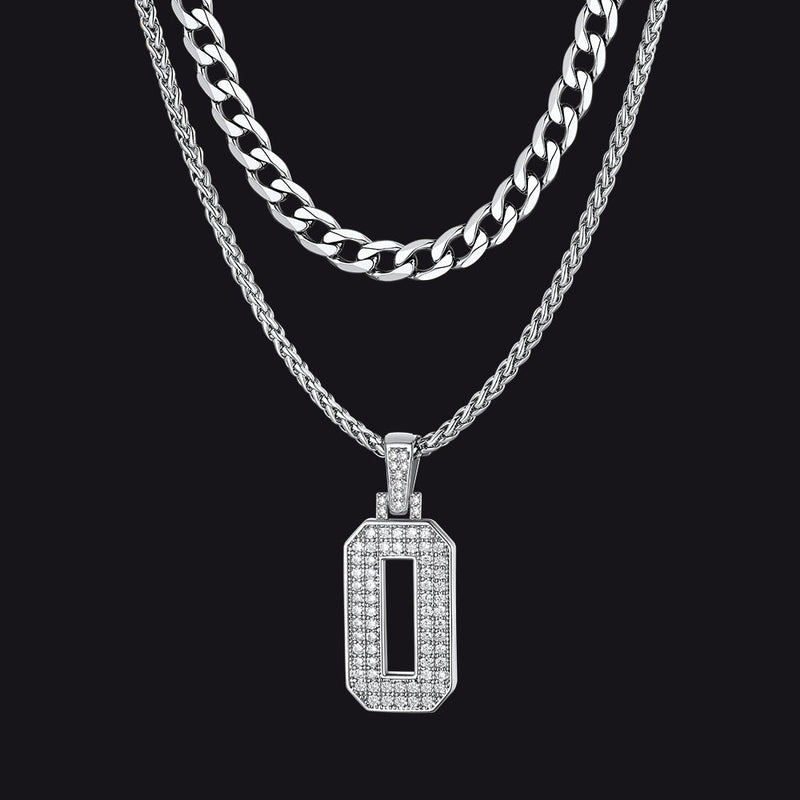Cuban Chain & Baseball Jersey Number Layered Necklaces Set for