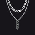 Cuban Chain & Viking Runes Bar Layered Necklaces Set for