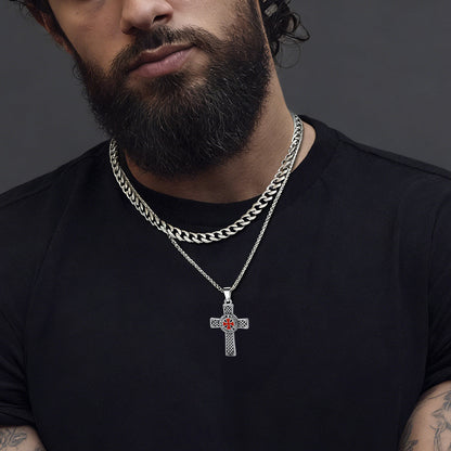 Cuban Chain & Celtic Cross Necklace Set for