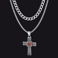 Cuban Chain & Celtic Cross Necklace Set for