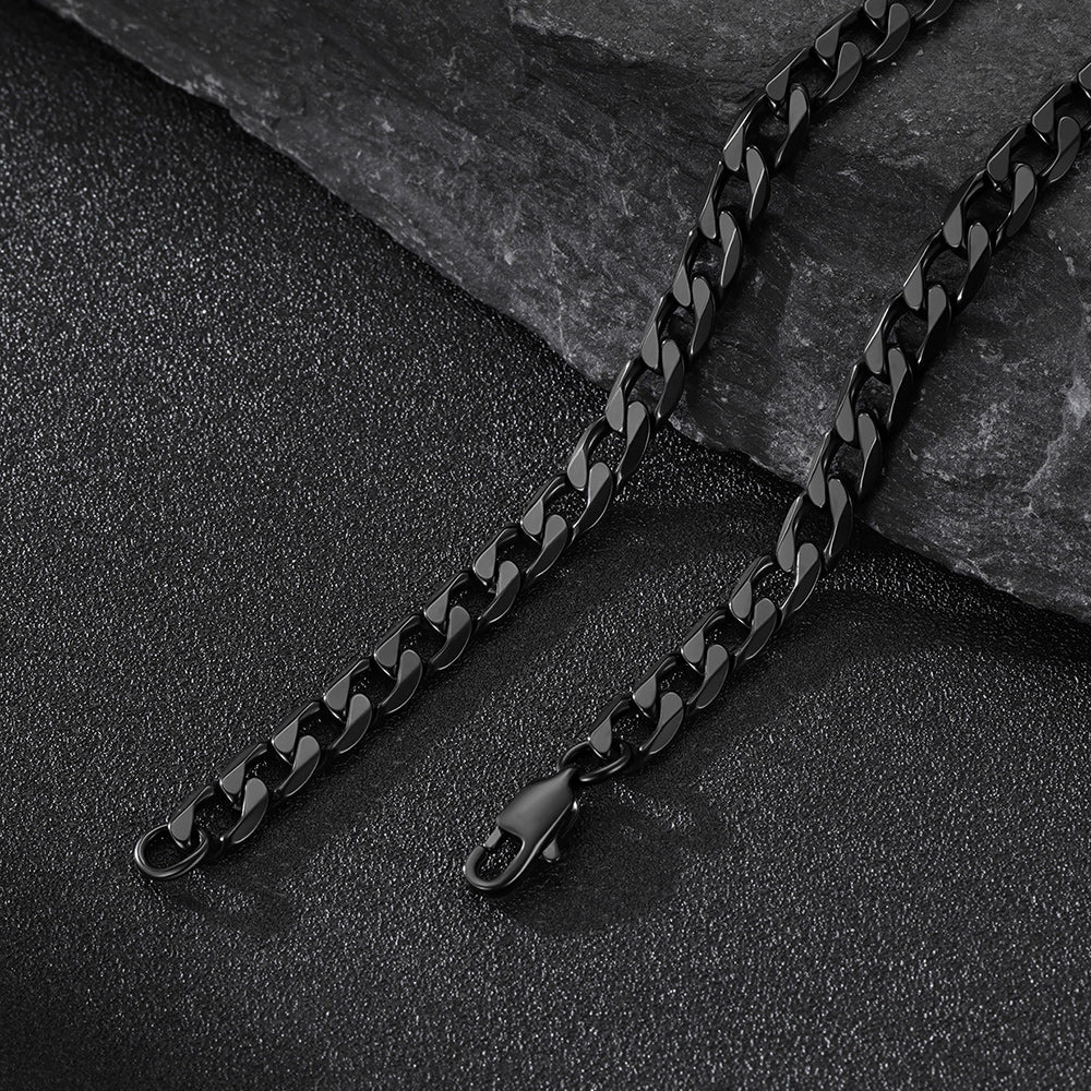 Cuban Chain & Cz Custom Picture Necklace Set for