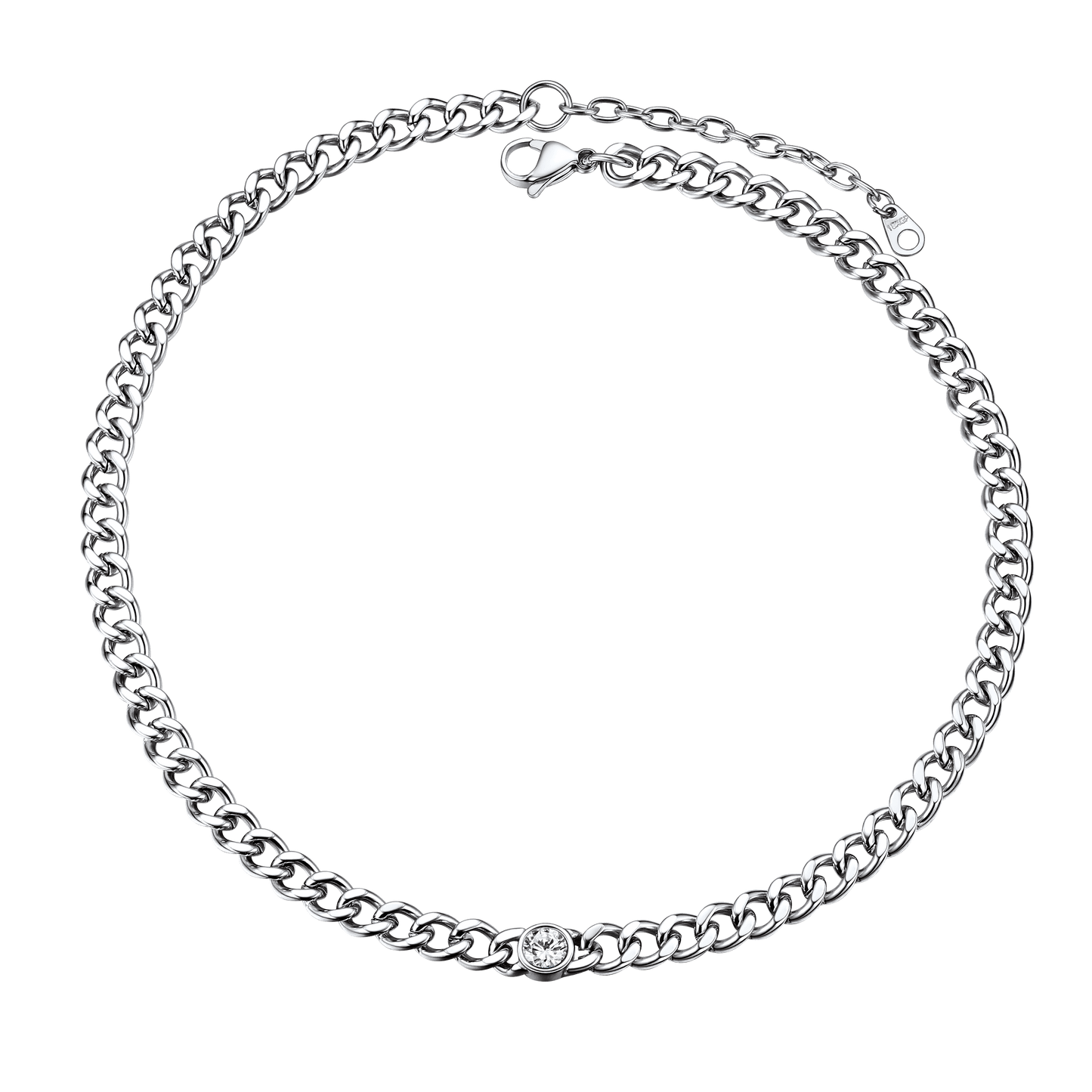 Birthstone Cuban Link Choker Chain Necklace for