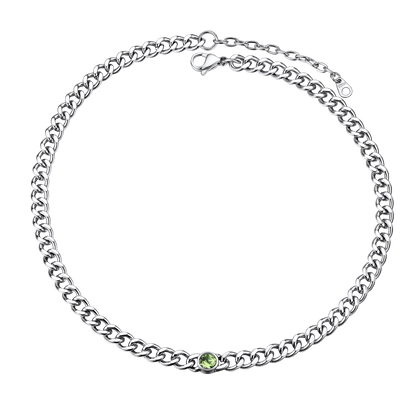 Birthstone Cuban Link Choker Chain Necklace for