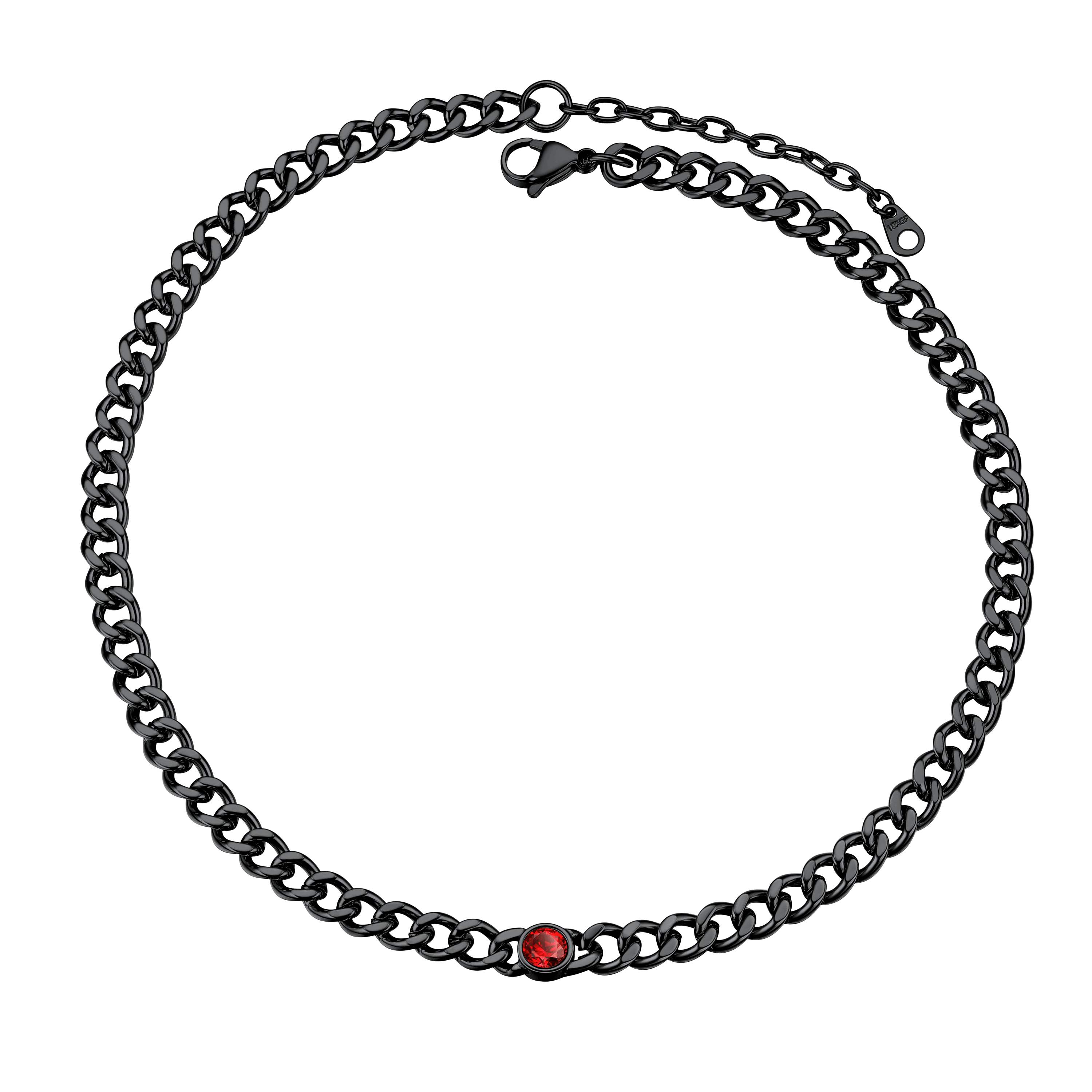 Birthstone Cuban Link Choker Chain Necklace for