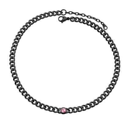 Birthstone Cuban Link Choker Chain Necklace for