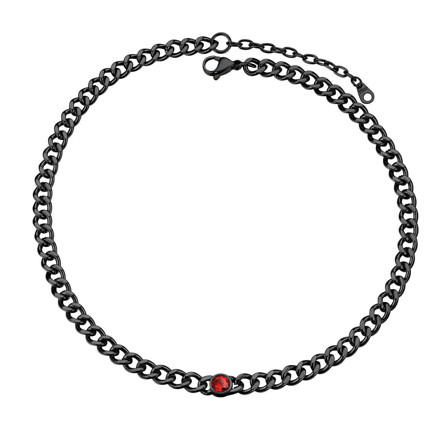 Birthstone Cuban Link Choker Chain Necklace for
