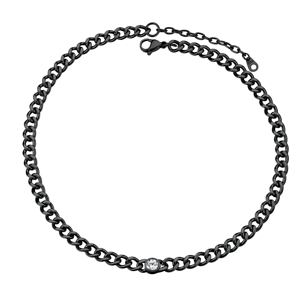 Birthstone Cuban Link Choker Chain Necklace for