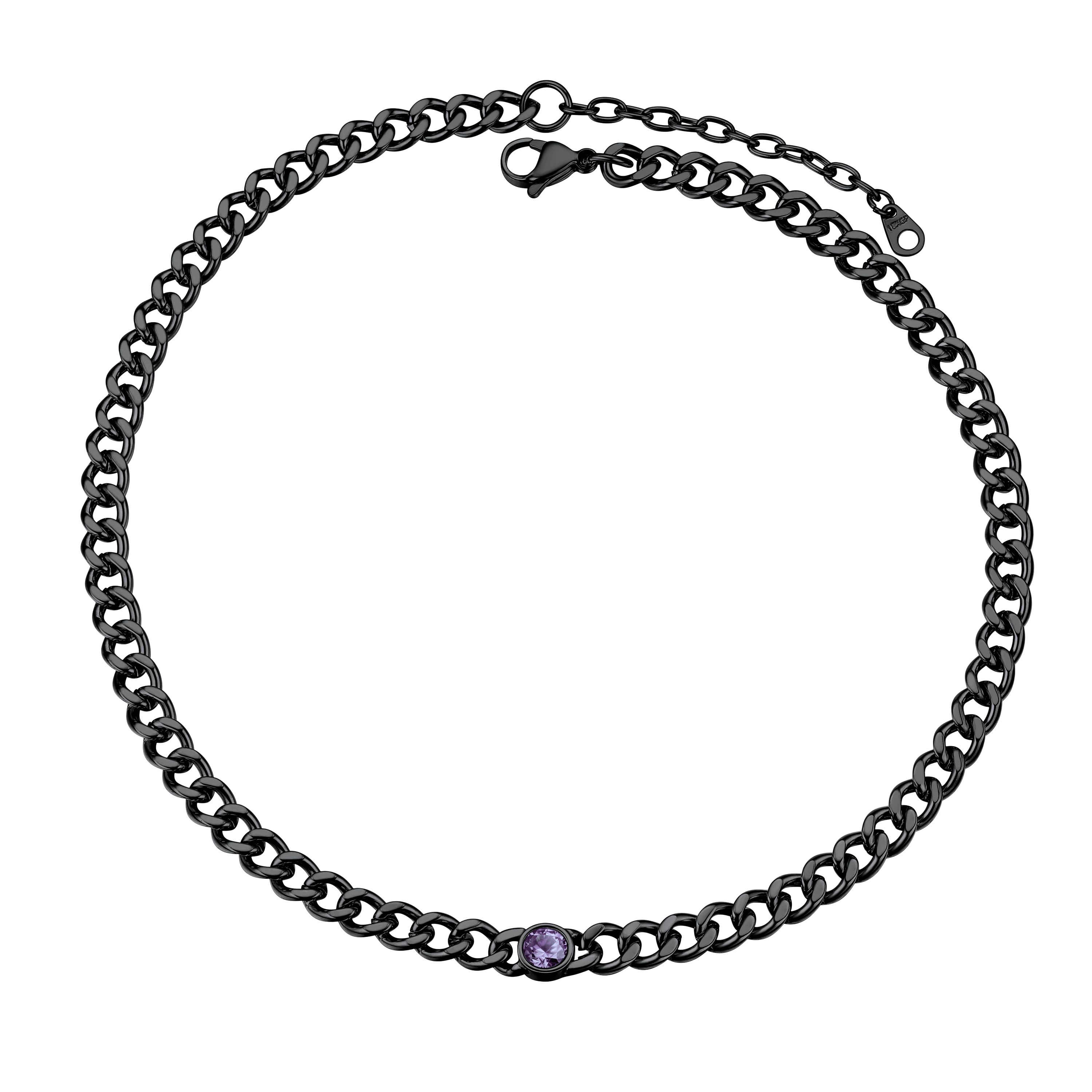 Birthstone Cuban Link Choker Chain Necklace for