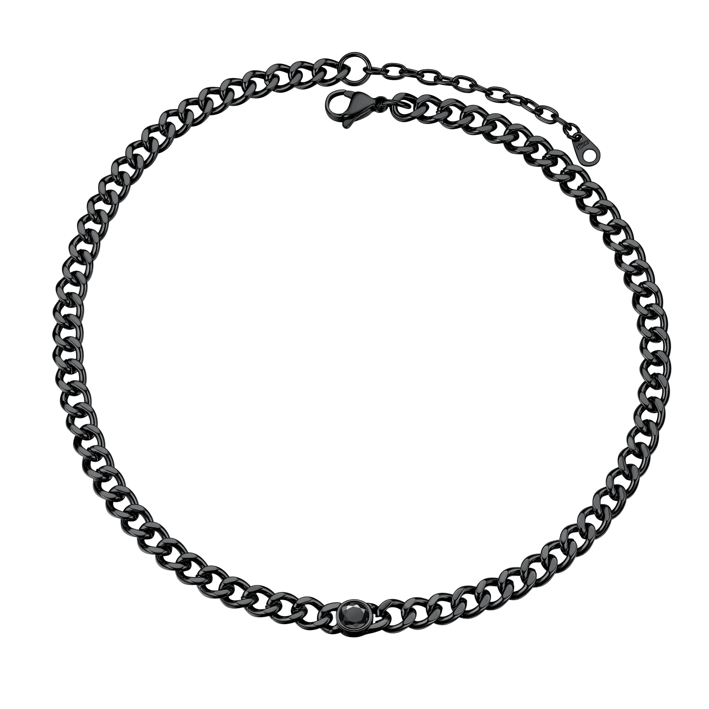 Birthstone Cuban Link Choker Chain Necklace for