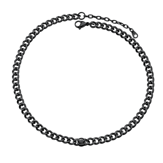 Birthstone Cuban Link Choker Chain Necklace for