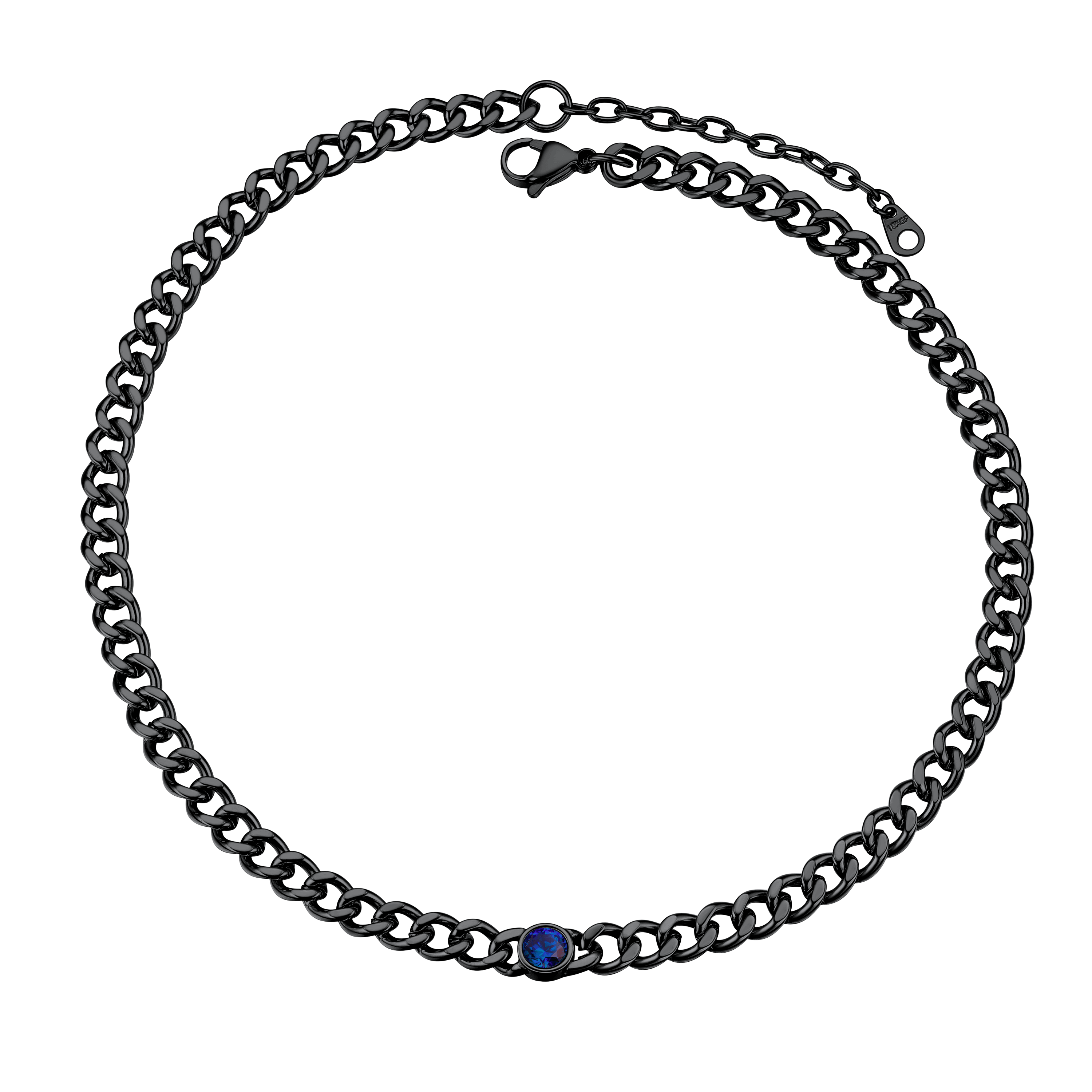 Birthstone Cuban Link Choker Chain Necklace for