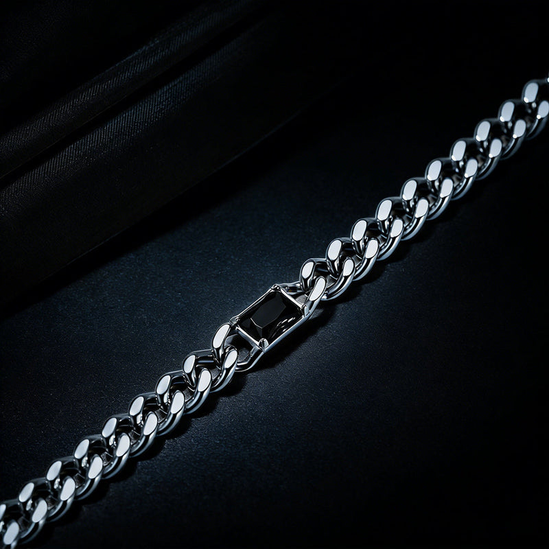7mm Cuban Link Choker Necklace With Birthstone for
