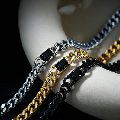 7mm Cuban Link Choker Necklace With Birthstone for
