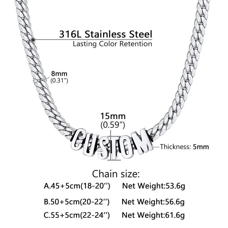 8mm Custom Name Cuban Chain Necklace for