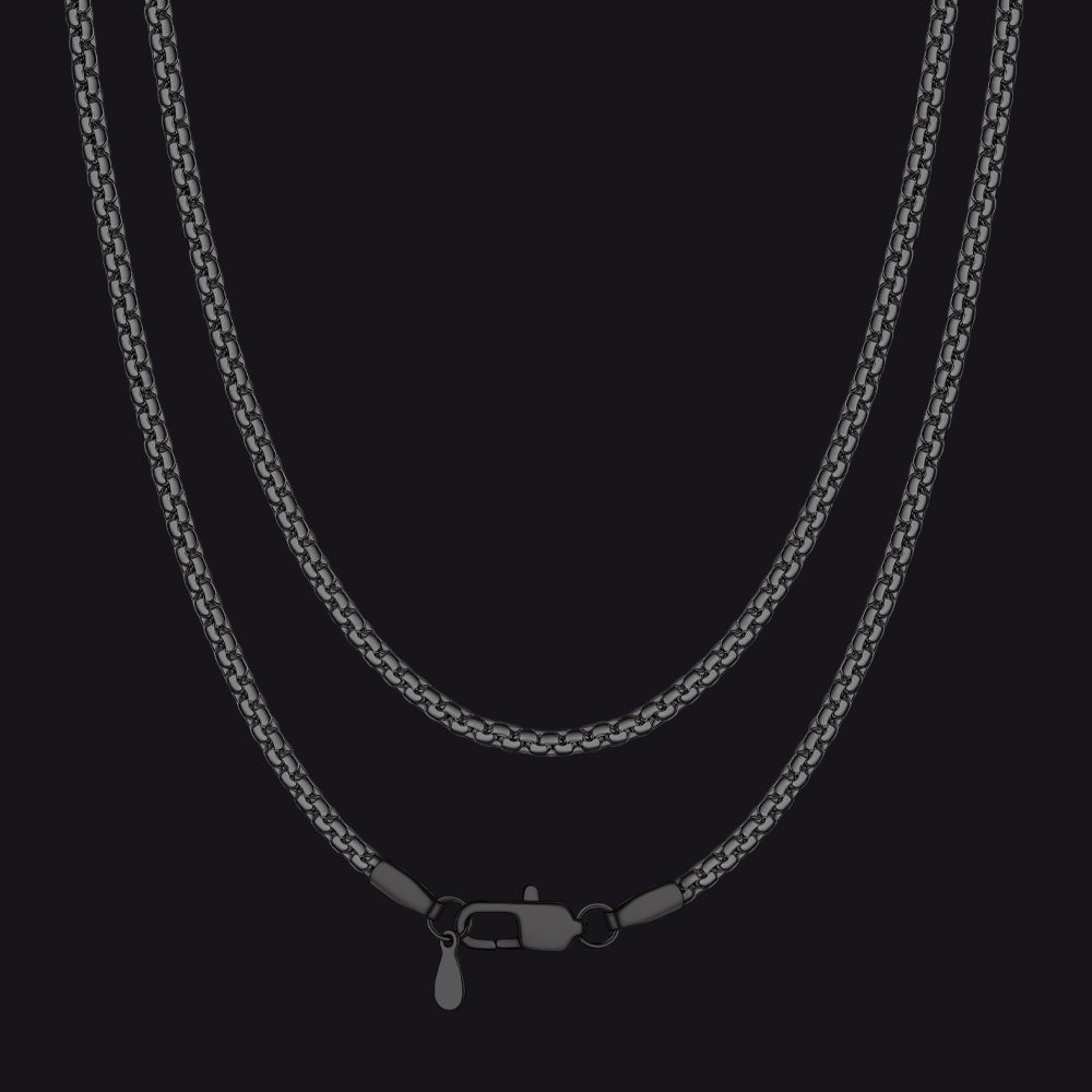 Flat Box Link Chain Stainless Steel Necklace for