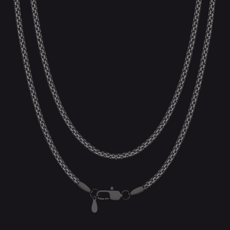 Flat Box Link Chain Stainless Steel Necklace for