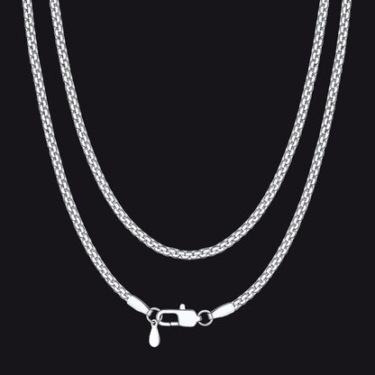 Flat Box Link Chain Stainless Steel Necklace for