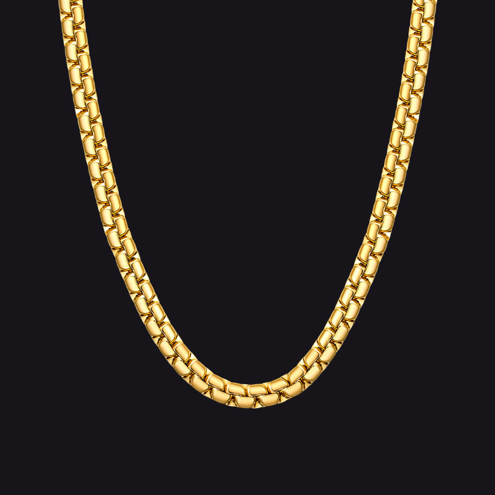 Flat Box Link Chain Stainless Steel Necklace for