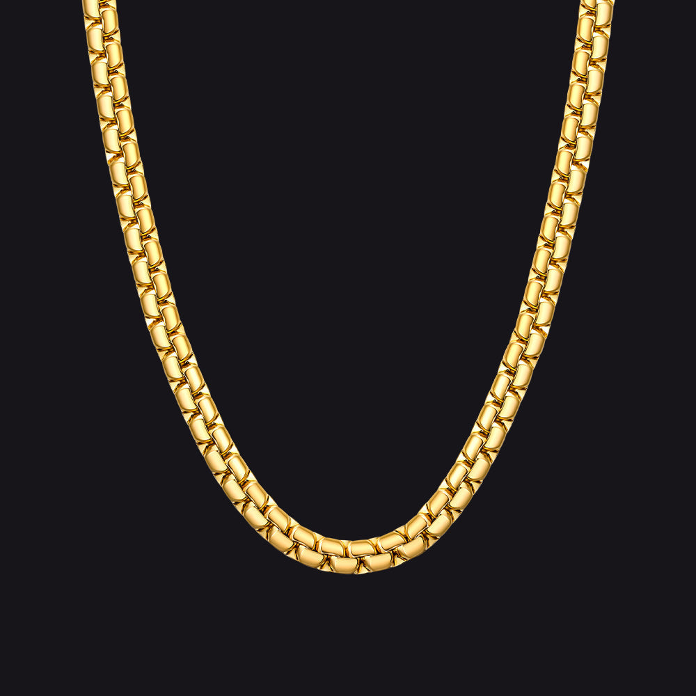 Flat Box Link Chain Stainless Steel Necklace for