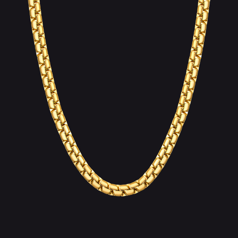 Flat Box Link Chain Stainless Steel Necklace for
