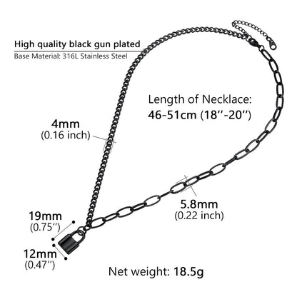 Handcuff Padlock Pendant Curb Chain Necklace for