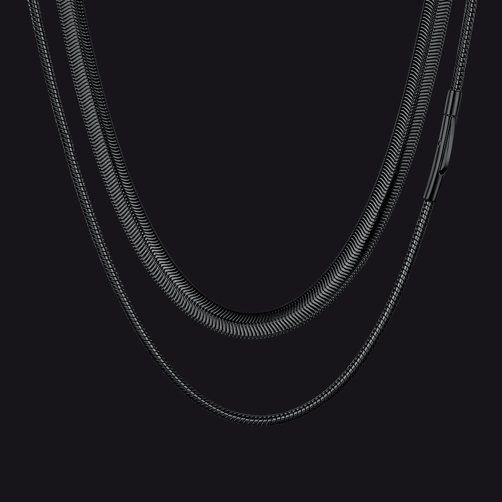 2mm Thin & 8mm Bold Snake Chain Set for