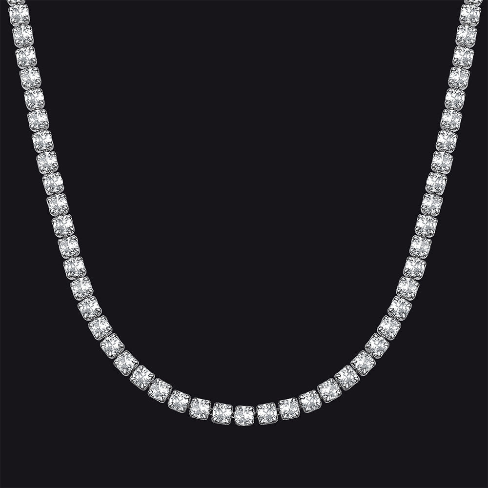 Cz Diamond Cut Tennis Chain Necklace for