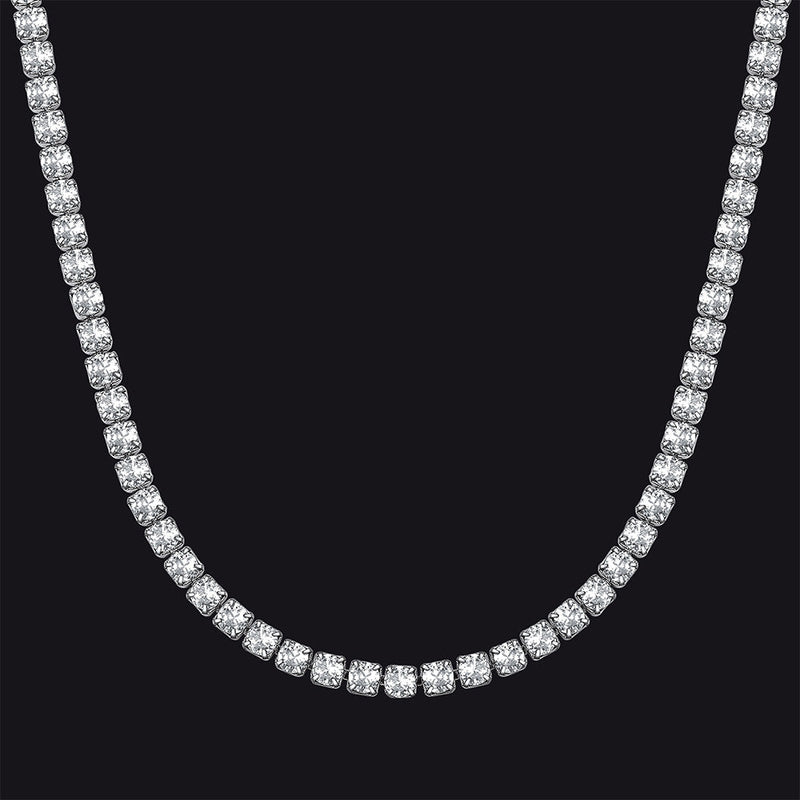 Cz Diamond Cut Tennis Chain Necklace for