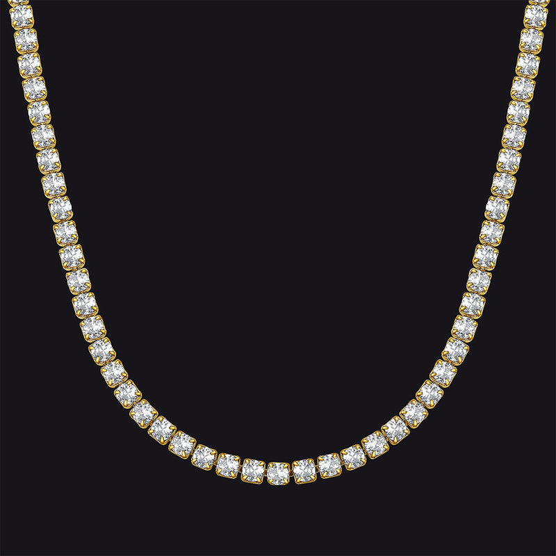 Cz Diamond Cut Tennis Chain Necklace for