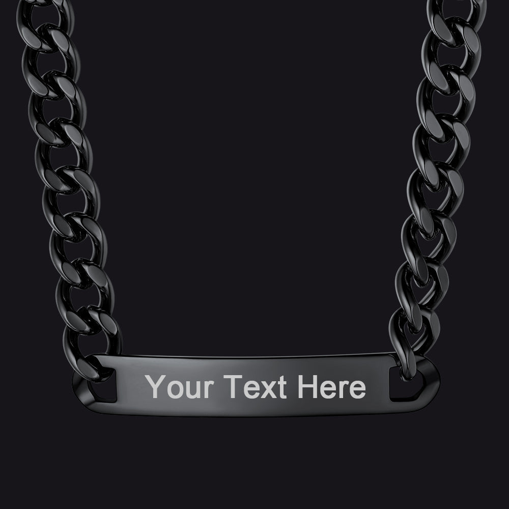 Personalized Engraved Nameplate Cuban Chain Choker Necklace for