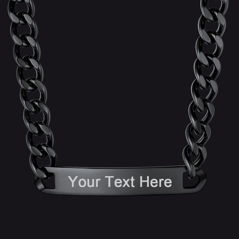Personalized Engraved Nameplate Cuban Chain Choker Necklace for