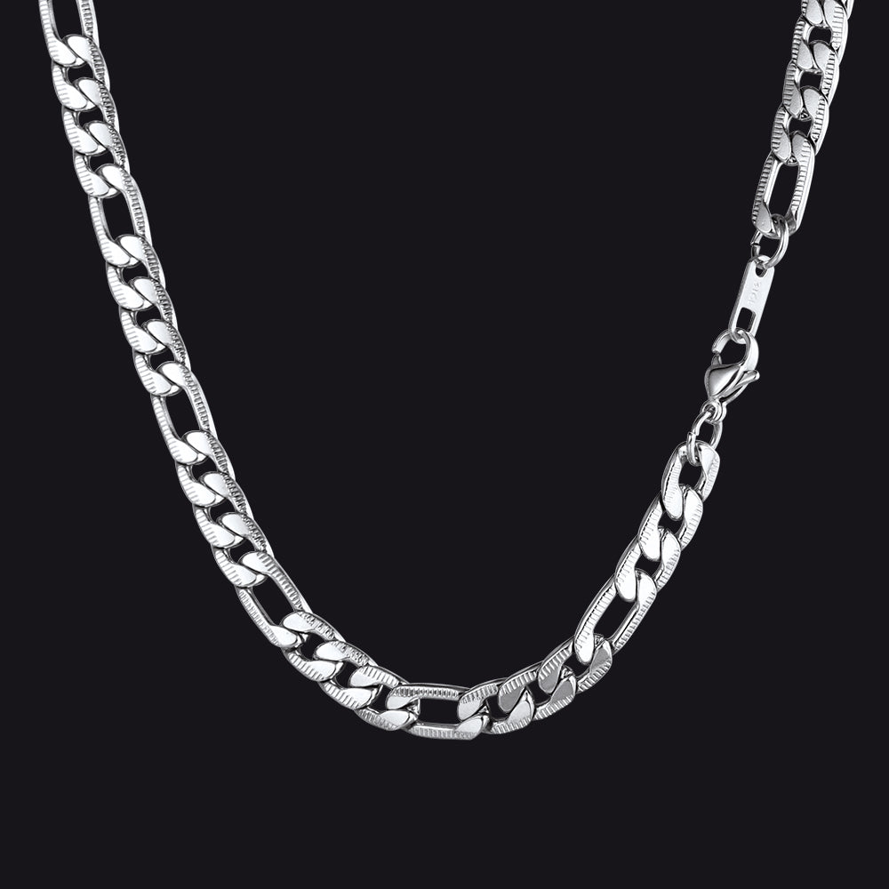 7mm Stainless Steel Figaro Link Chain Necklace for