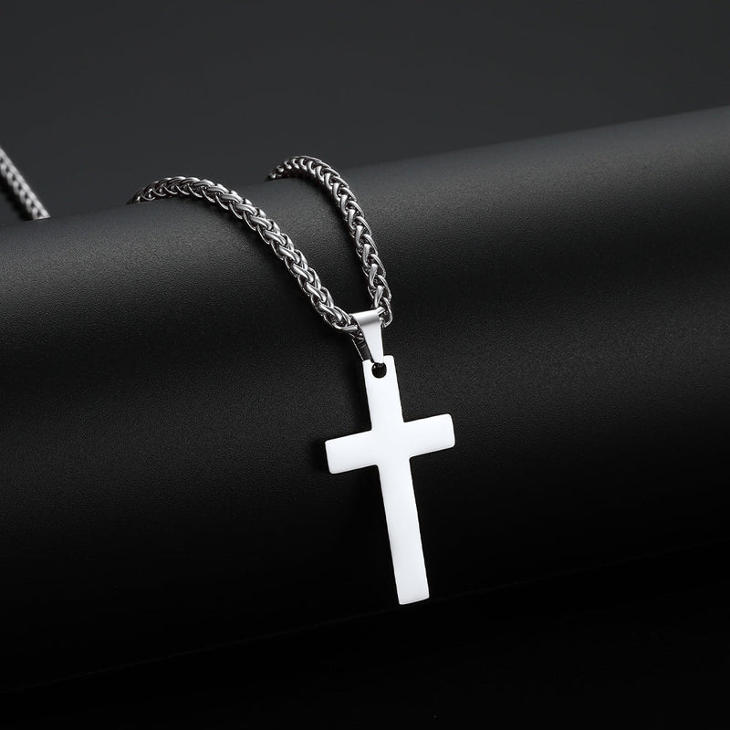 Miami Cuban Chain & Cross Layered Necklaces Set for