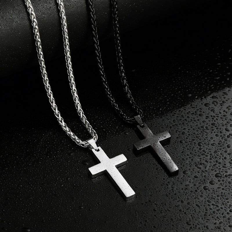 Miami Cuban Chain & Cross Layered Necklaces Set for