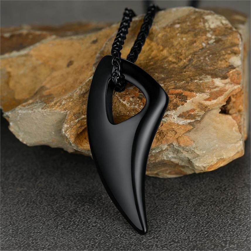 Norse Viking Wolf Tooth Spear Pendant Necklace for