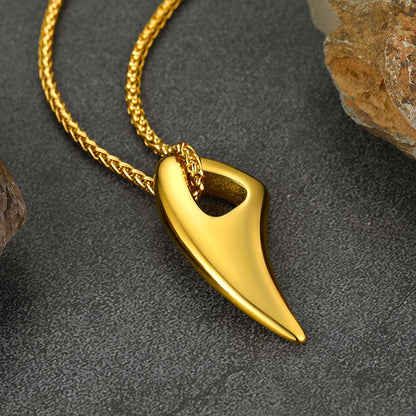 Norse Viking Wolf Tooth Spear Pendant Necklace for