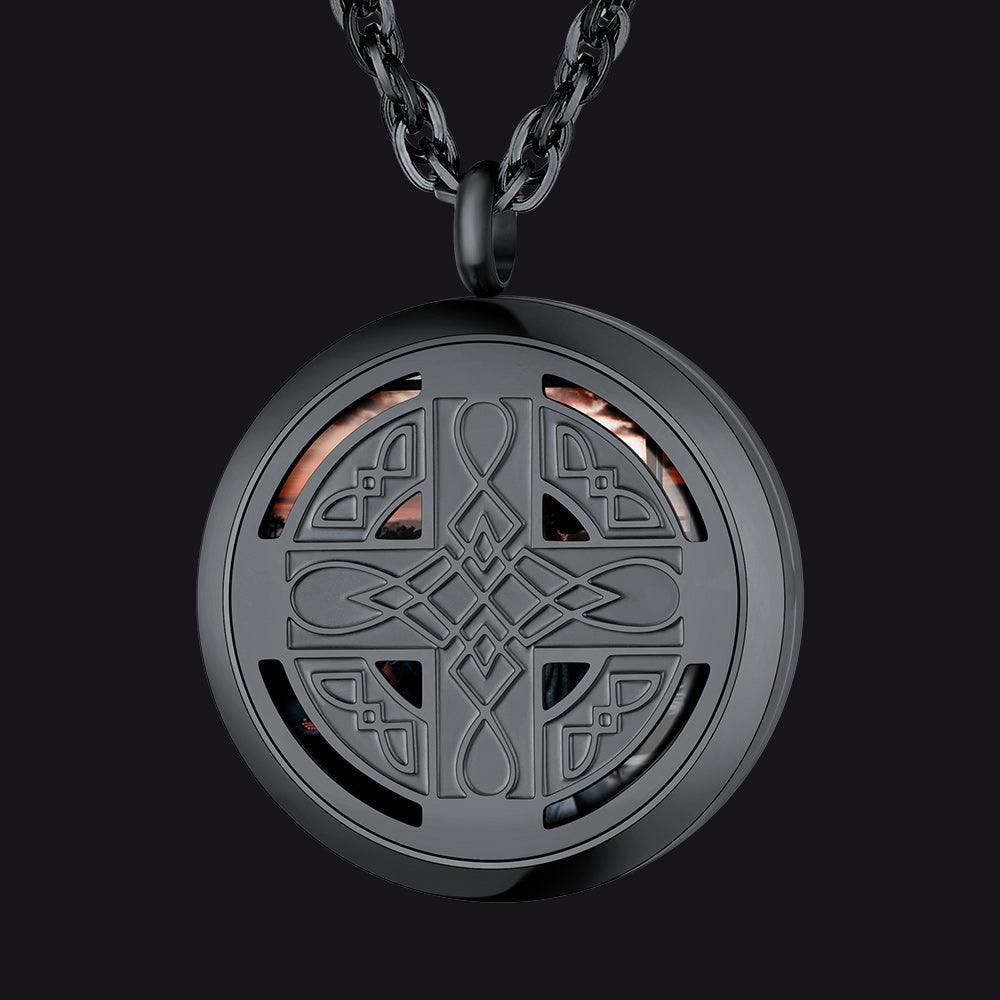 Custom Picture Celtic Knot Cross Locket Aromatherapy Essential Oil Necklaces for