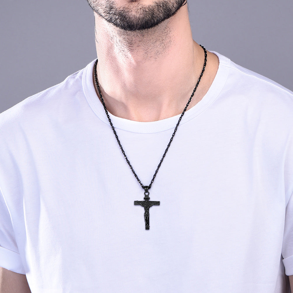 Catholic Crucifix Cross Necklace Jesus Pendant for