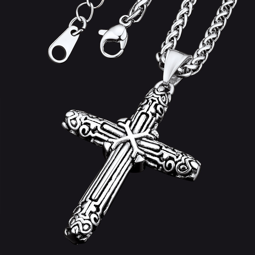 Christian Monkey King Stick Cross Necklace for