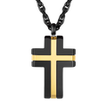 Stainless Steel Two Tone Cross Pendant Necklace for